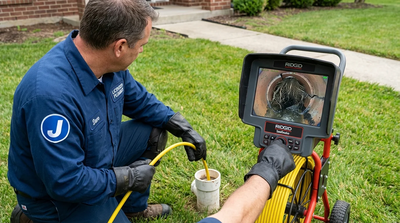 Sewer camera inspection being performed by Johns Plumbing LLC in Harvard