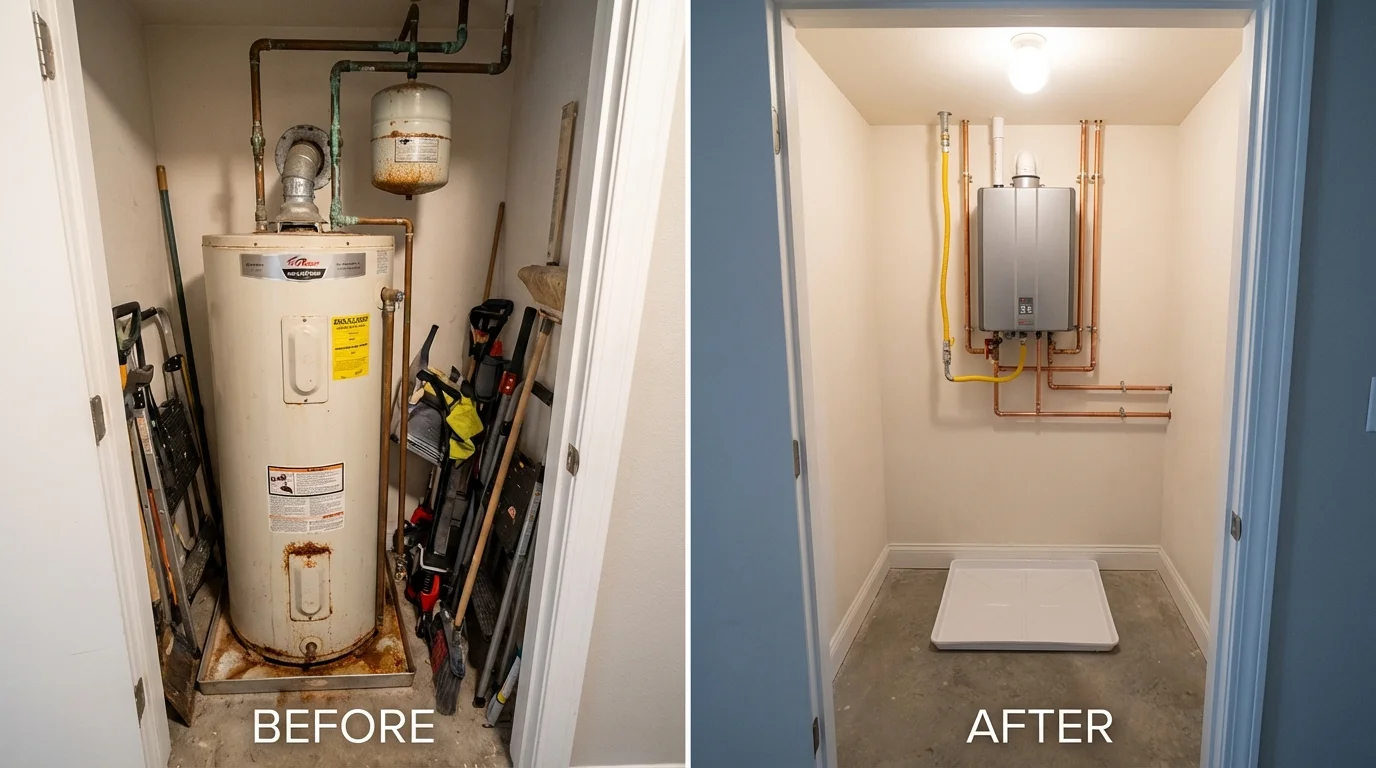 Tank water heater versus wall-mounted tankless unit comparison for Harvard, MA homeowners